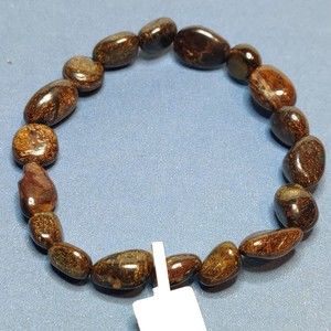AXINITE/BRONZITE STRETCHY NUGGET BRACELET NATURAL STONE w/FREE FELT POUCH-NB35